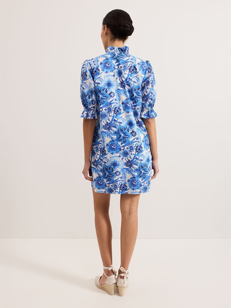 Phase Eight Blue Azelia 100% Cotton Dress - Image 2 of 6