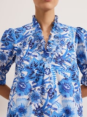 Phase Eight Blue Azelia 100% Cotton Dress - Image 4 of 6