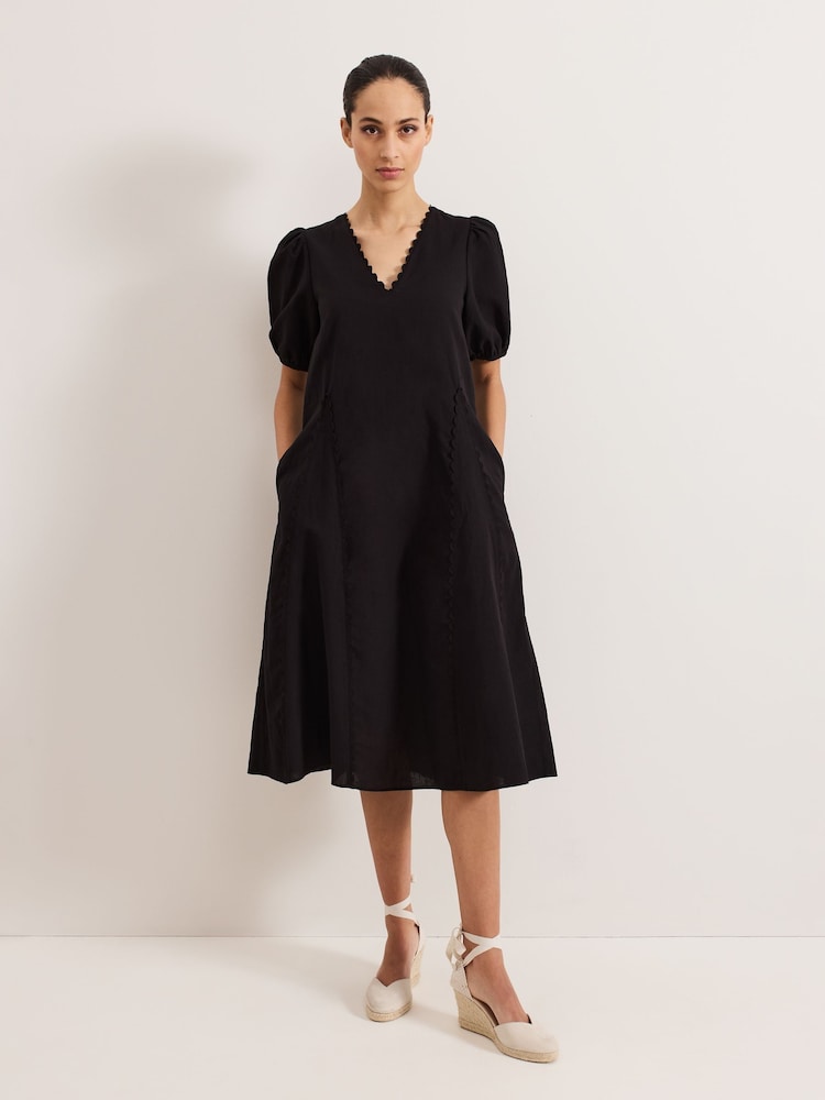 Phase Eight Black Milly Linen Dress - Image 1 of 7 Phase Eight Black Milly Linen Dress - Image 1 of 7