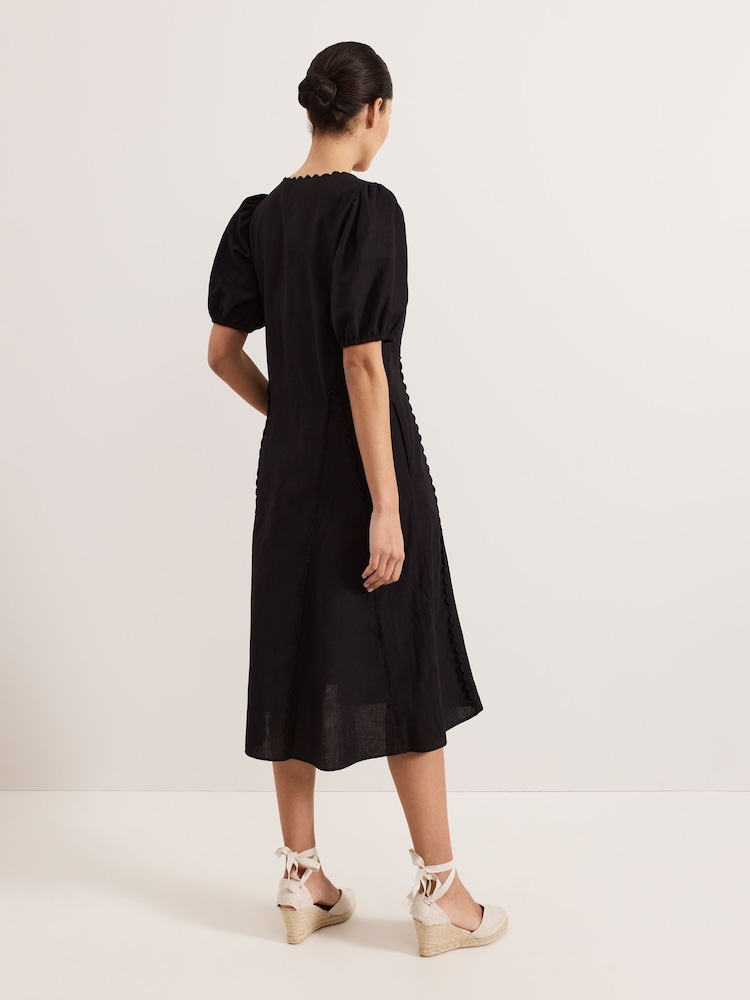 Phase Eight Black Milly Linen Dress - Image 2 of 7 Phase Eight Black Milly Linen Dress - Image 2 of 7