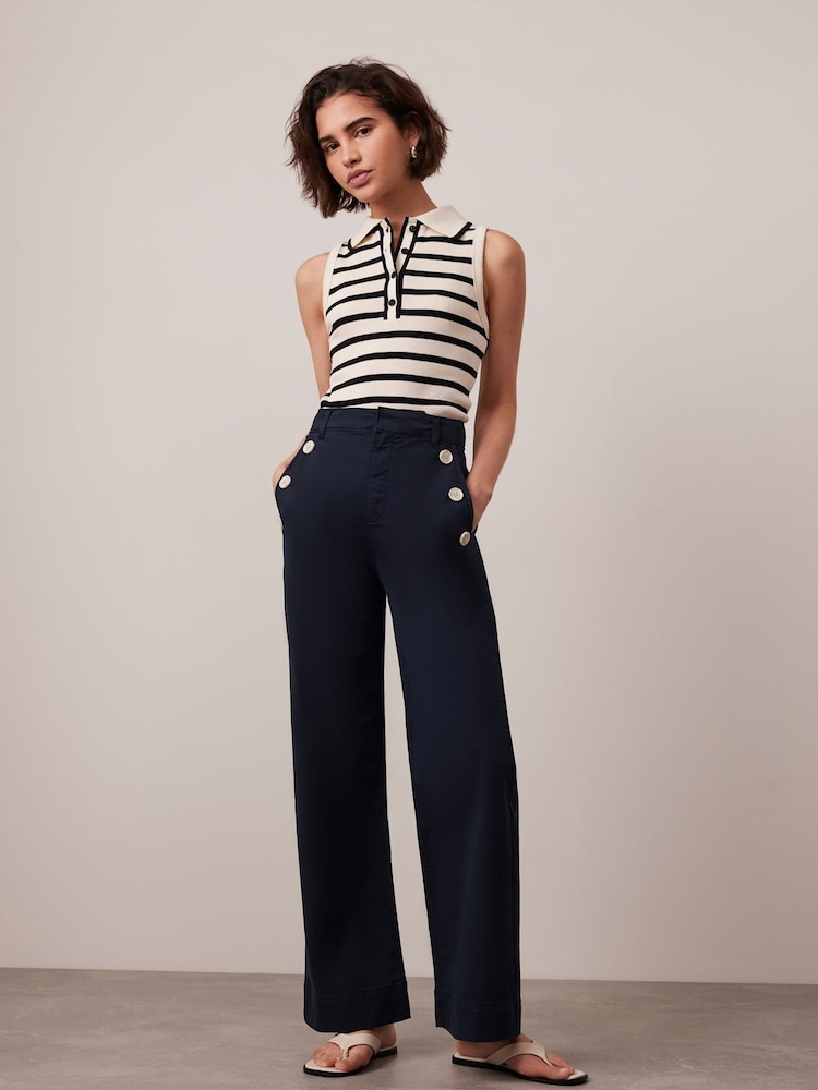 Mint Velvet Cream Striped 100% Cotton Polo Top - Image 4 of 8