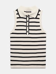 Mint Velvet Cream Striped 100% Cotton Polo Top - Image 6 of 8