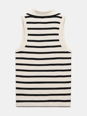 Mint Velvet Cream Striped 100% Cotton Polo Top - Image 7 of 8
