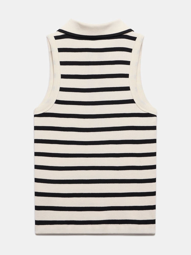 Mint Velvet Cream Striped 100% Cotton Polo Top - Image 7 of 8