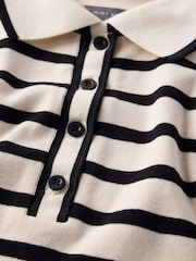 Mint Velvet Cream Striped 100% Cotton Polo Top - Image 8 of 8