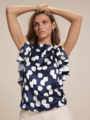Mint Velvet Blue Polka Dot Cropped Top - Image 5 of 8