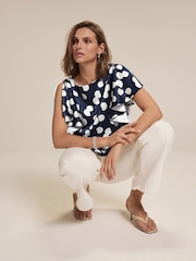 Mint Velvet Blue Polka Dot Cropped Top - Image 6 of 8