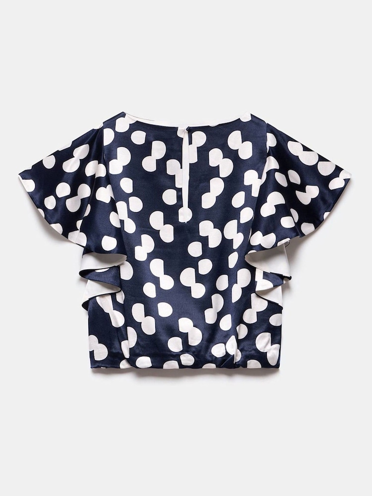 Mint Velvet Blue Polka Dot Cropped Top - Image 8 of 8