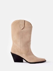 Mint Velvet Cream Annie Suede Cowboy Boots - Image 2 of 5