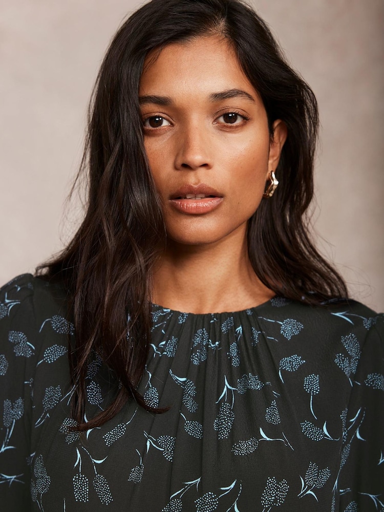 Mint Velvet Black Floral Print Midi Dress - Image 6 of 9