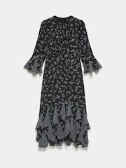 Mint Velvet Black Floral Print Midi Dress - Image 7 of 9