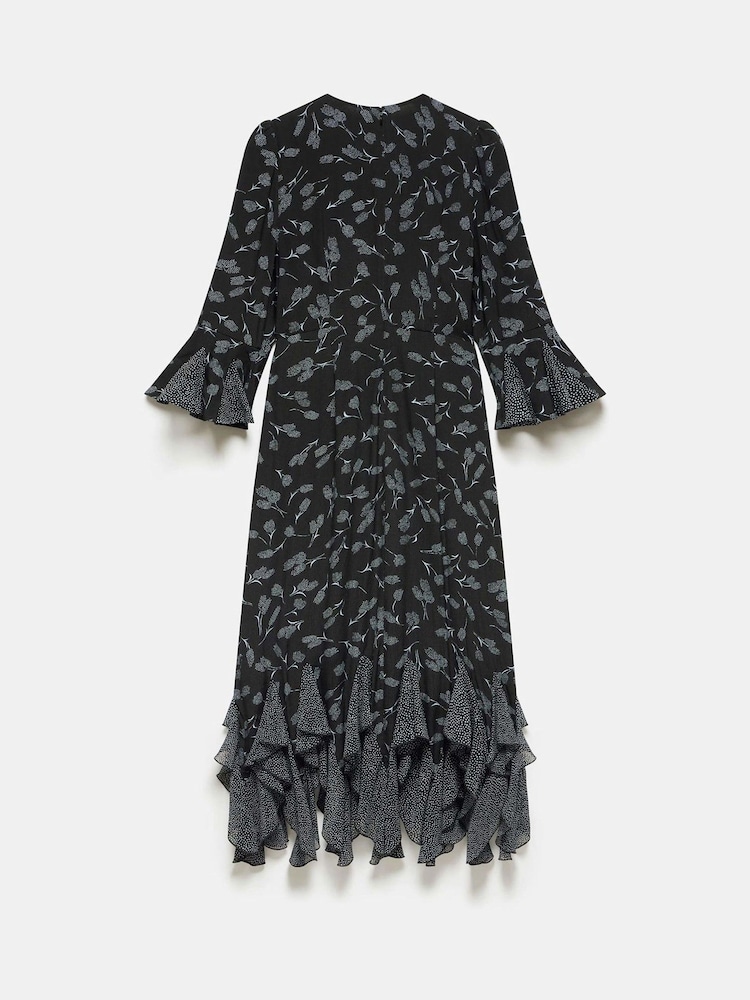 Mint Velvet Black Floral Print Midi Dress - Image 8 of 9