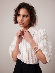 Mint Velvet White Organza Puff Sleeve Shirt - Image 1 of 7