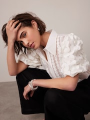 Mint Velvet White Organza Puff Sleeve Shirt - Image 2 of 7