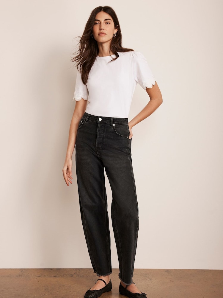 Mint Velvet White 100% Cotton Lace Trim T-Shirt - Image 3 of 9