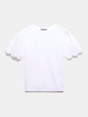 Mint Velvet White 100% Cotton Lace Trim T-Shirt - Image 7 of 9
