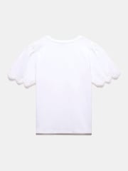 Mint Velvet White 100% Cotton Lace Trim T-Shirt - Image 8 of 9