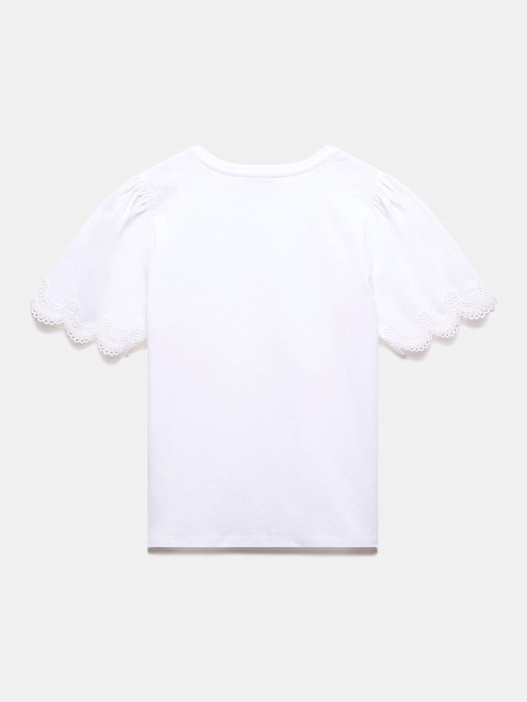 Mint Velvet White 100% Cotton Lace Trim T-Shirt - Image 8 of 9