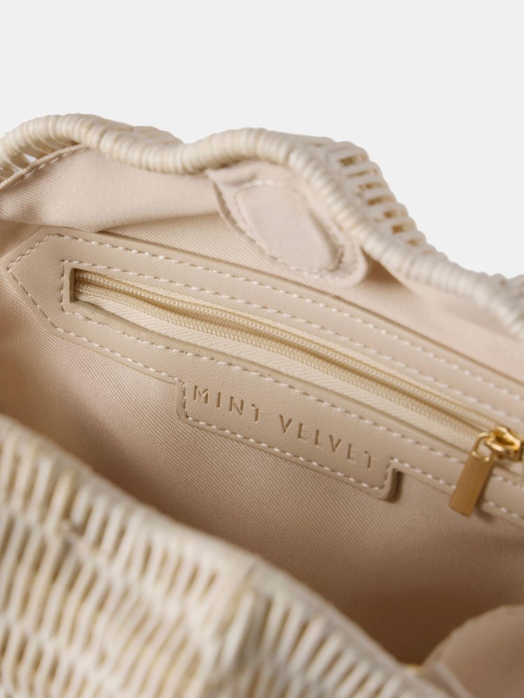 Mint Velvet Cream Structured Shell Clutch Bag - Image 4 of 4