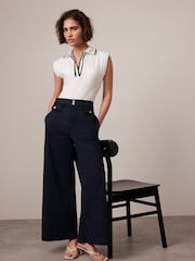 Mint Velvet White Contrast Polo Top - Image 6 of 9
