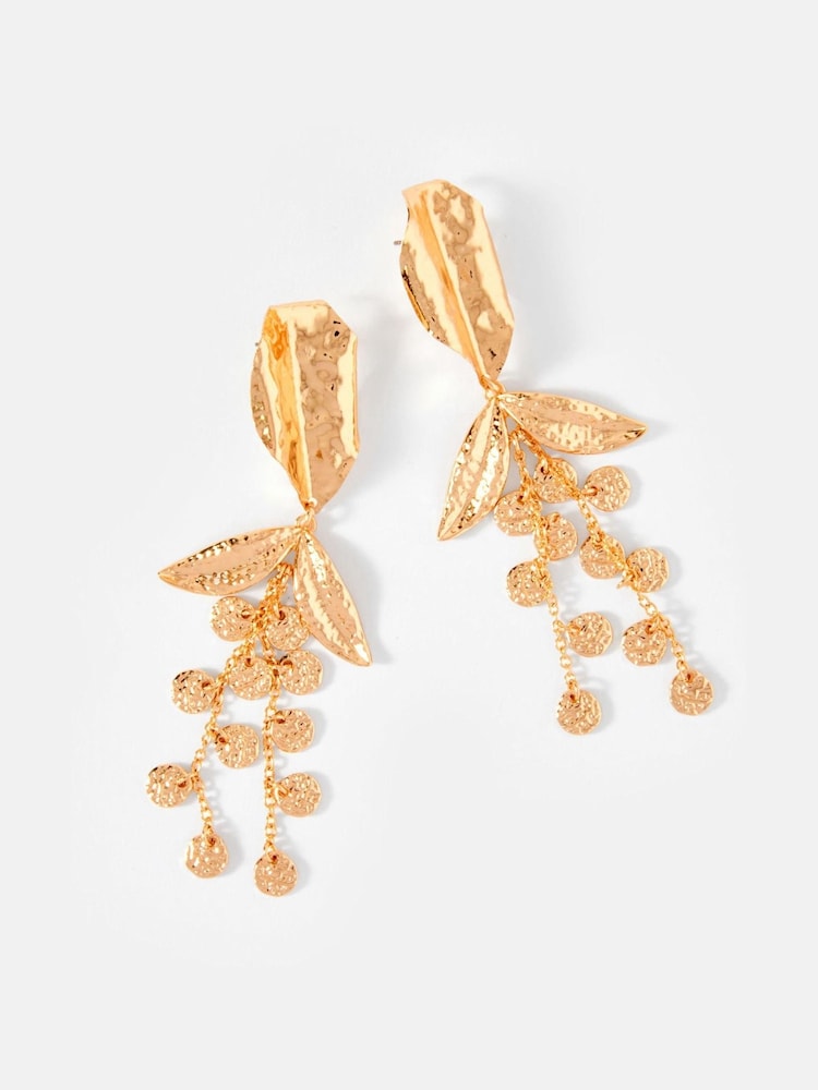 Mint Velvet Gold Tone Statement Floral Print Earrings - Image 2 of 3