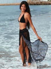 Chocolate marrom - Saia maxi transparente com Tie lateral - Imagem 2 de 8