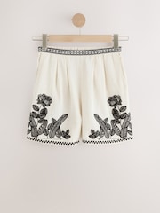 Ecru Marl Embroidered Beach Shorts - Image 6 of 8