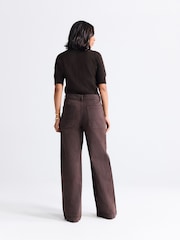 Chocolate Brown High Rise Utility Wide Leg Jeans - Image 5 of 6