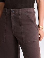 Chocolate Brown High Rise Utility Wide Leg Jeans - Image 6 of 6