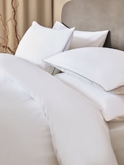 White Cotton Rich Piped Edge Duvet Cover and Pillowcase Set - Image 2 of 4