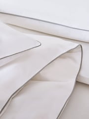 White Cotton Rich Piped Edge Duvet Cover and Pillowcase Set - Image 3 of 4
