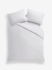 White Cotton Rich Piped Edge Duvet Cover and Pillowcase Set - Image 4 of 4