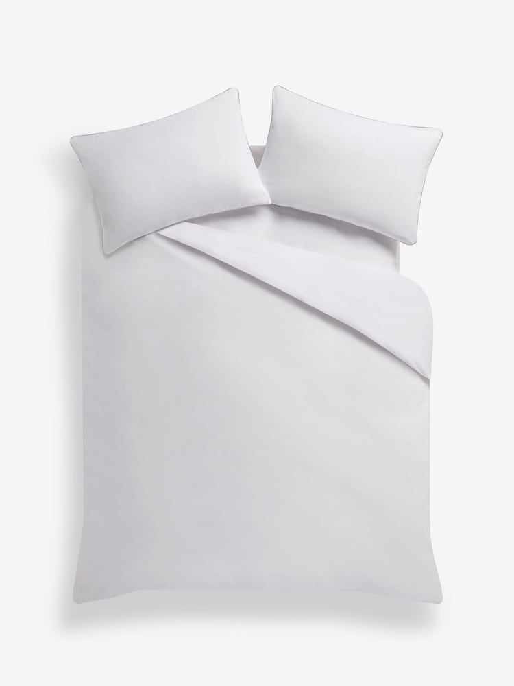 White Cotton Rich Piped Edge Duvet Cover and Pillowcase Set - Image 4 of 4