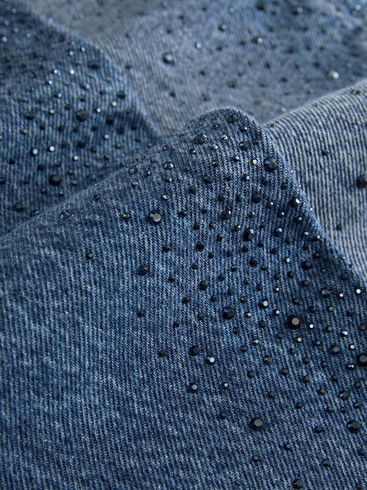 Mid Blue Embellished Wide Leg Jeans - Image 8 of 8 Mid Blue Embellished Wide Leg Jeans - Image 8 of 8