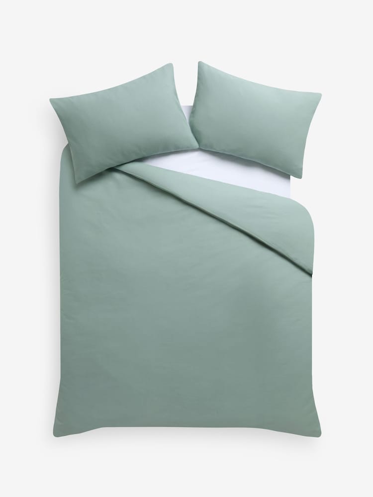 Sage Green 144 Thread Count Duvet Cover and Pillowcase Set - Image 4 of 4 Sage Green 144 Thread Count Duvet Cover and Pillowcase Set - Image 4 of 4