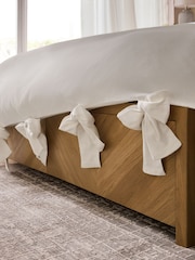 White Supersoft 100% Brushed Cotton Duvet Cover Bow Tie Edge and Pillowcase Set - Image 3 of 5