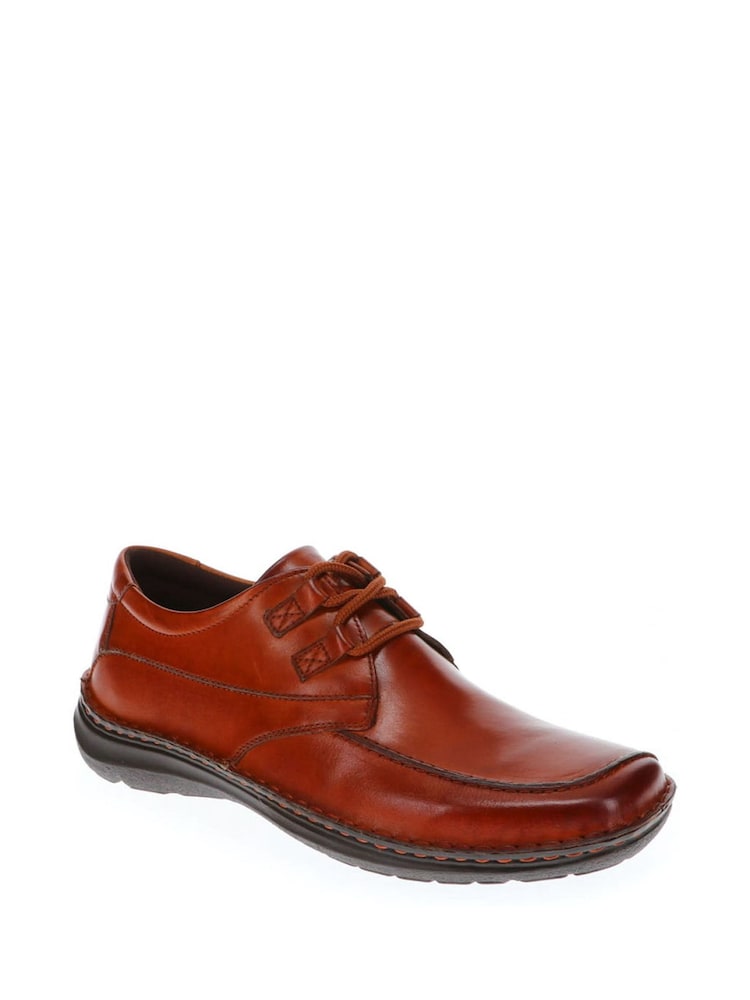 Pavers Tan Brown Leather Lace-up Shoes - Image 2 of 5