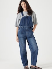 Hush Blue Cordelia Barrel Leg 100% Cotton Dungarees - Image 1 of 5