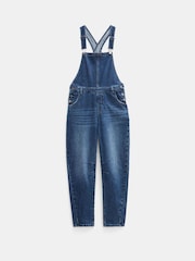 Hush Blue Cordelia Barrel Leg 100% Cotton Dungarees - Image 2 of 5