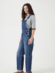 Hush Blue Cordelia Barrel Leg 100% Cotton Dungarees - Image 3 of 5