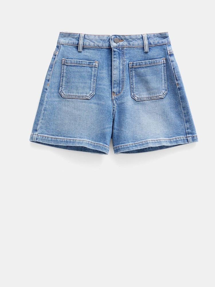 Hush Blue Rowan 100% Cotton Denim Shorts - Image 5 of 5