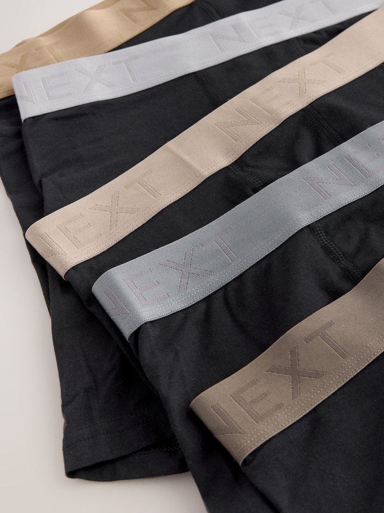 Black Neutral Waistband Trunks Boxers 5 Pack - Image 9 of 9
