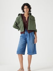 Hush Blue Lya Cropped Denim Bermuda 100% Cotton Shorts - Image 2 of 6