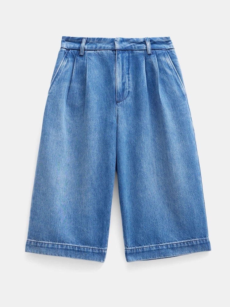 Hush Blue Lya Cropped Denim Bermuda 100% Cotton Shorts - Image 6 of 6