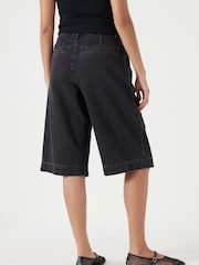 Hush Jet Black Lya Cropped Denim Bermuda 100% Cotton Shorts - Image 3 of 5