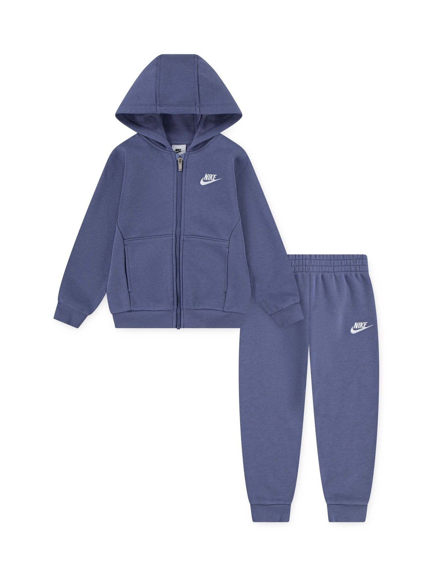 Nike Blue Liittle Kids Club Fleece Zip Through Tracksuit Set
