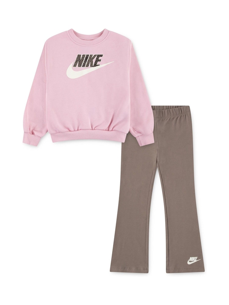 Nike Pink Little Kids Wild Warmth Crew and Flared Leggings Set - Image 1 of 5