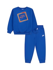 Nike Blue Little Kids JDI Crew Joggers and Tracksuit Set - Image 1 of 5