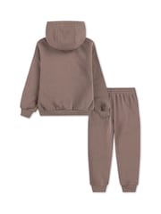 Nike Brown Little Kids Club Chenille Fleece Overhead Hoodie and Joggers Set - Image 2 of 3