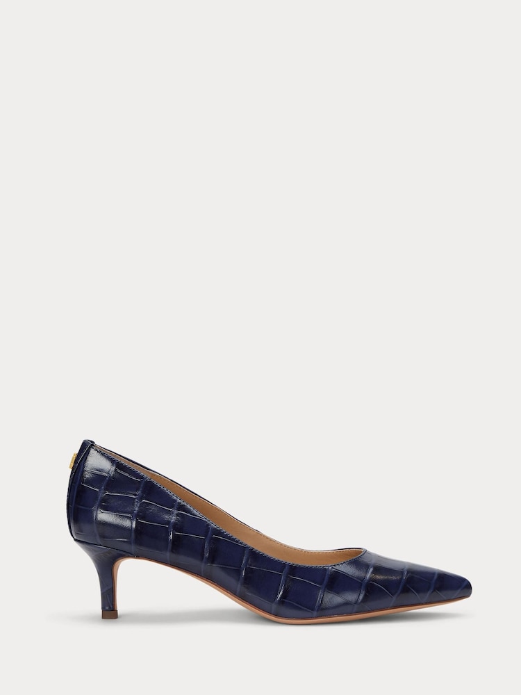 Lauren Ralph Lauren Blue Adrienne Leather Court Heel Shoes - Slika 1 iz 4